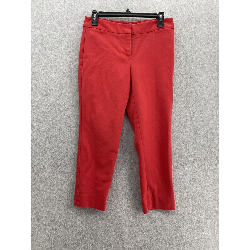 Talbots Women's Pants Solid Orange Red Size 6P Petite Signature Ankle Cotton